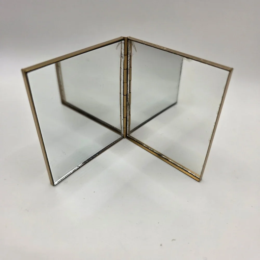 Vtg MCM Butterfly Enamel Vanity Set 4pc Pill Box Card Case Mirror‎ Picture Frame